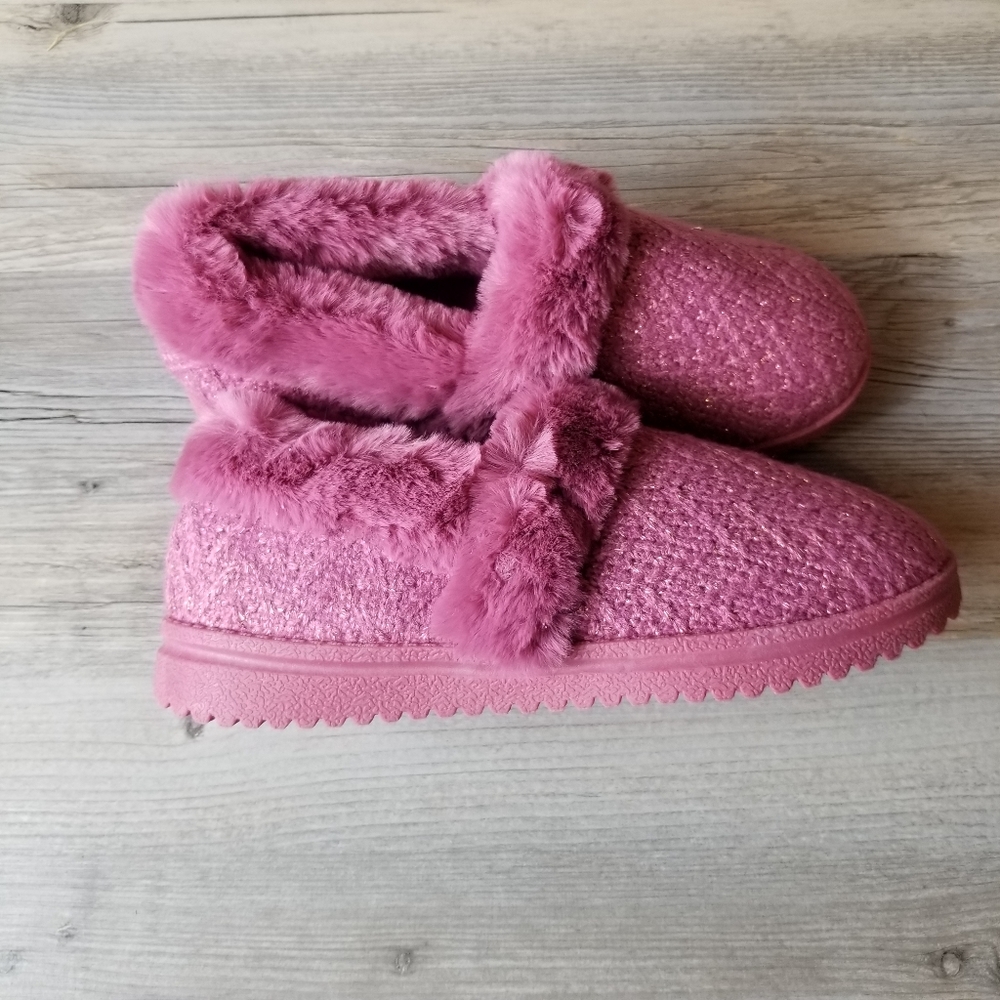 Skechers Knit Cozy Lite Sparkle Faux Fur Lining Slipper Shoes NWOT